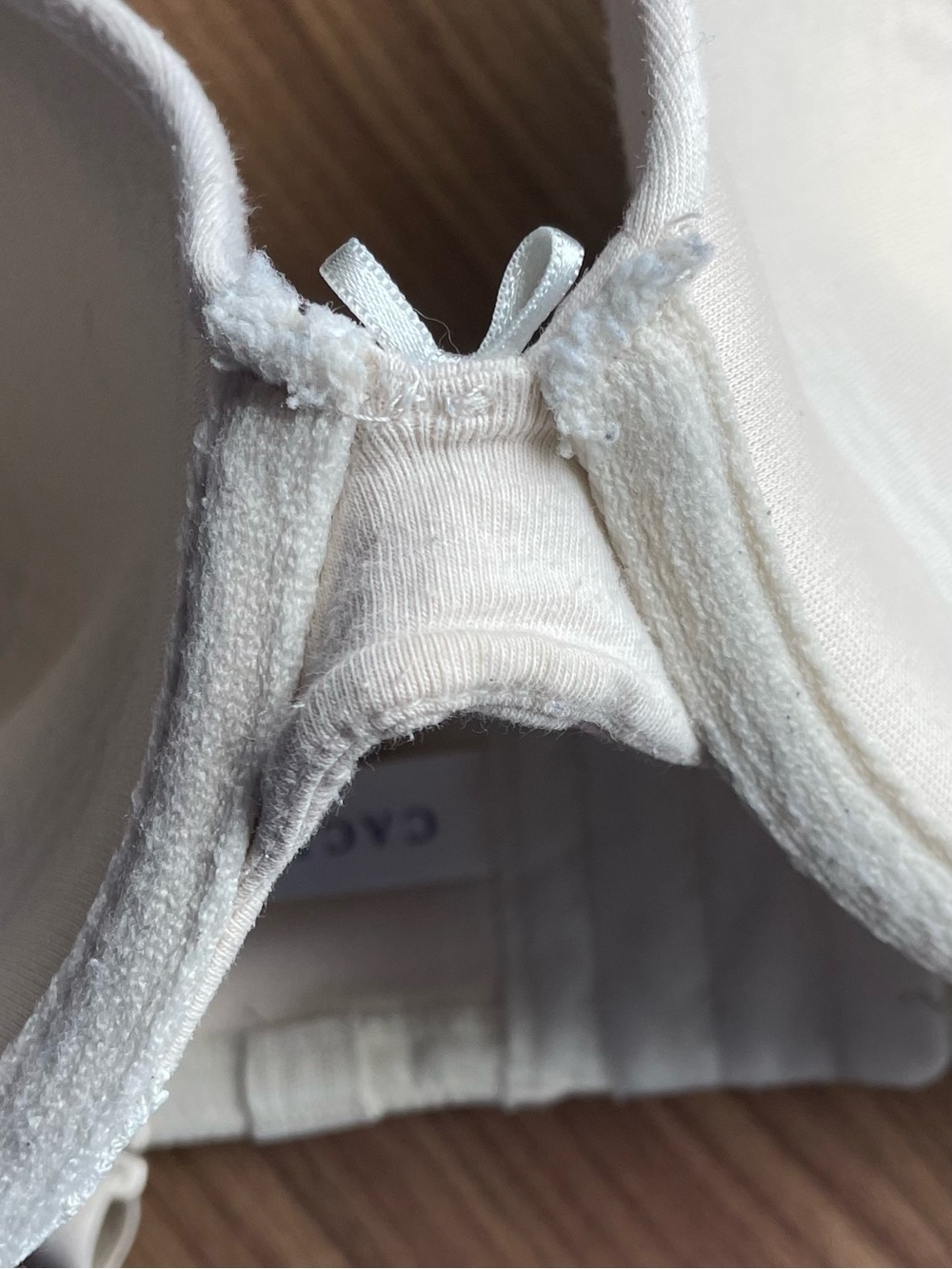 Cacique Lane Bryant Cotton Boost Plunge Bra Cream Lace Trim Size 42D - Picture 9 of 12